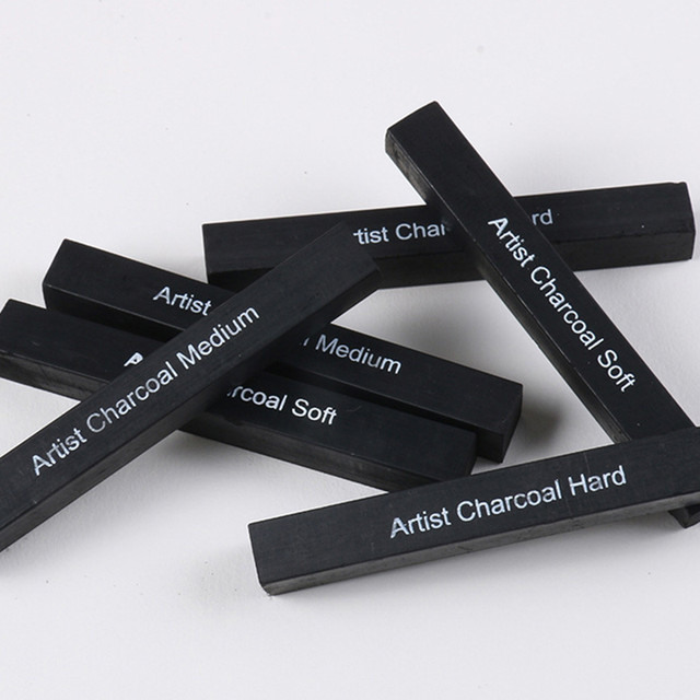 6Pcs Black Charcoal Sketch Square for Sketching Shading Stick Tool